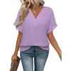 imageEVALESS Womens Summer Tops Short Sleeve V Neck Business Casual Dressy Blouses ShirtsLavender
