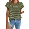 imageEVALESS Womens Sweater Vest Striped Pullover Tank Top Round Neck Cap Sleeve Lightweight 2025 Summer Casual ClothesMoss Green Stripe