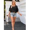 imageEVALESS 34 Length Sleeve Womens Tops Summer Loose Lace V Neck T Shirts Dressy Casual Ruffle Sleeve Tunic BlousesBlack