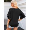 imageEVALESS 34 Length Sleeve Womens Tops Summer Loose Lace V Neck T Shirts Dressy Casual Ruffle Sleeve Tunic BlousesBlack