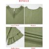 imageEVALESS 34 Length Sleeve Womens Tops Summer Loose Lace V Neck T Shirts Dressy Casual Ruffle Sleeve Tunic BlousesBlackish Green