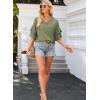 imageEVALESS 34 Length Sleeve Womens Tops Summer Loose Lace V Neck T Shirts Dressy Casual Ruffle Sleeve Tunic BlousesBlackish Green