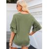 imageEVALESS 34 Length Sleeve Womens Tops Summer Loose Lace V Neck T Shirts Dressy Casual Ruffle Sleeve Tunic BlousesBlackish Green