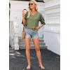 imageEVALESS 34 Length Sleeve Womens Tops Summer Loose Lace V Neck T Shirts Dressy Casual Ruffle Sleeve Tunic BlousesBlackish Green
