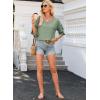 imageEVALESS 34 Length Sleeve Womens Tops Summer Loose Lace V Neck T Shirts Dressy Casual Ruffle Sleeve Tunic BlousesLaurel Green