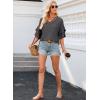 imageEVALESS 34 Length Sleeve Womens Tops Summer Loose Lace V Neck T Shirts Dressy Casual Ruffle Sleeve Tunic BlousesMedium Grey