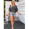 imageEVALESS 34 Length Sleeve Womens Tops Summer Loose Lace V Neck T Shirts Dressy Casual Ruffle Sleeve Tunic BlousesMedium Grey