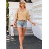 imageEVALESS 34 Length Sleeve Womens Tops Summer Loose Lace V Neck T Shirts Dressy Casual Ruffle Sleeve Tunic BlousesParchment