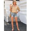 imageEVALESS 34 Length Sleeve Womens Tops Summer Loose Lace V Neck T Shirts Dressy Casual Ruffle Sleeve Tunic BlousesParchment
