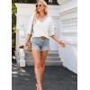 imageEVALESS 34 Length Sleeve Womens Tops Summer Loose Lace V Neck T Shirts Dressy Casual Ruffle Sleeve Tunic BlousesWhite