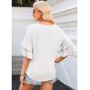 imageEVALESS 34 Length Sleeve Womens Tops Summer Loose Lace V Neck T Shirts Dressy Casual Ruffle Sleeve Tunic BlousesWhite