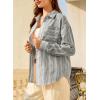 imageEVALESS Blouses for Women Dressy Casual Striped V Neck Long Sleeve Button Down Shirts Summer 2025 Loose Collared Blouse TopsGray Stripe