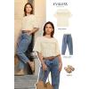 imageEVALESS Oversized Tshirts for Women Trendy Summer Crochet Tops 2025 Crewneck Short Sleeve Shirts Floral Print Tee T ShirtsBeige