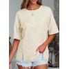 imageEVALESS Oversized Tshirts for Women Trendy Summer Crochet Tops 2025 Crewneck Short Sleeve Shirts Floral Print Tee T ShirtsBeige