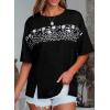 imageEVALESS Oversized Tshirts for Women Trendy Summer Crochet Tops 2025 Crewneck Short Sleeve Shirts Floral Print Tee T ShirtsBlack