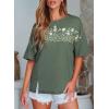 imageEVALESS Oversized Tshirts for Women Trendy Summer Crochet Tops 2025 Crewneck Short Sleeve Shirts Floral Print Tee T ShirtsGreen