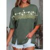 imageEVALESS Oversized Tshirts for Women Trendy Summer Crochet Tops 2025 Crewneck Short Sleeve Shirts Floral Print Tee T ShirtsGreen