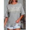 imageEVALESS Oversized Tshirts for Women Trendy Summer Crochet Tops 2025 Crewneck Short Sleeve Shirts Floral Print Tee T ShirtsGrey