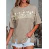 imageEVALESS Oversized Tshirts for Women Trendy Summer Crochet Tops 2025 Crewneck Short Sleeve Shirts Floral Print Tee T ShirtsKhaki