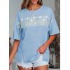 imageEVALESS Oversized Tshirts for Women Trendy Summer Crochet Tops 2025 Crewneck Short Sleeve Shirts Floral Print Tee T ShirtsSky Blue