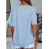 imageEVALESS Oversized Tshirts for Women Trendy Summer Crochet Tops 2025 Crewneck Short Sleeve Shirts Floral Print Tee T ShirtsSky Blue