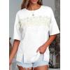 imageEVALESS Oversized Tshirts for Women Trendy Summer Crochet Tops 2025 Crewneck Short Sleeve Shirts Floral Print Tee T ShirtsWhite
