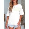 imageEVALESS Oversized Tshirts for Women Trendy Summer Crochet Tops 2025 Crewneck Short Sleeve Shirts Floral Print Tee T ShirtsWhite