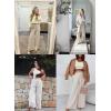 imageEVALESS Wide Leg Linen Pants for Women 2024 Summer Casual Elastic High Waisted Palazzo Pants Flowy Trousers with PocketsA Khaki
