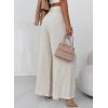 imageEVALESS Wide Leg Linen Pants for Women 2024 Summer Casual Elastic High Waisted Palazzo Pants Flowy Trousers with PocketsA Khaki