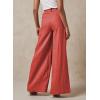 imageEVALESS Wide Leg Linen Pants for Women 2024 Summer Casual Elastic High Waisted Palazzo Pants Flowy Trousers with PocketsB Red