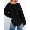 imageEVALESS Womens Long Sleeve Shirts Oversized Crewneck Trendy Tee Shirts TopsBlack