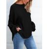 imageEVALESS Womens Long Sleeve Shirts Oversized Crewneck Trendy Tee Shirts TopsBlack