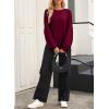 imageEVALESS Womens Long Sleeve Shirts Oversized Crewneck Trendy Tee Shirts TopsBurgundy