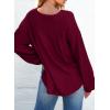 imageEVALESS Womens Long Sleeve Shirts Oversized Crewneck Trendy Tee Shirts TopsBurgundy