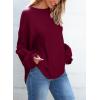 imageEVALESS Womens Long Sleeve Shirts Oversized Crewneck Trendy Tee Shirts TopsBurgundy