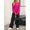 imageEVALESS Womens Long Sleeve Shirts Oversized Crewneck Trendy Tee Shirts TopsHot Pink