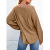 imageEVALESS Womens Long Sleeve Shirts Oversized Crewneck Trendy Tee Shirts TopsKhaki
