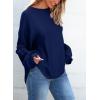 imageEVALESS Womens Long Sleeve Shirts Oversized Crewneck Trendy Tee Shirts TopsNavy Blue