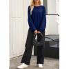 imageEVALESS Womens Long Sleeve Shirts Oversized Crewneck Trendy Tee Shirts TopsNavy Blue