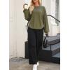 imageEVALESS Womens Long Sleeve Shirts Oversized Crewneck Trendy Tee Shirts TopsOlive Green