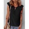 imageEVALESS Womens Summer Sleeveless Tank Tops Crewneck Ruffle Sleeve Eyelet Shirts BlousesBlack