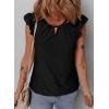 imageEVALESS Womens Summer Sleeveless Tank Tops Crewneck Ruffle Sleeve Eyelet Shirts BlousesBlack
