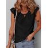imageEVALESS Womens Summer Sleeveless Tank Tops Crewneck Ruffle Sleeve Eyelet Shirts BlousesBlack