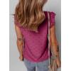 imageEVALESS Womens Summer Sleeveless Tank Tops Crewneck Ruffle Sleeve Eyelet Shirts BlousesBurgundy