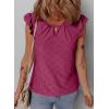 imageEVALESS Womens Summer Sleeveless Tank Tops Crewneck Ruffle Sleeve Eyelet Shirts BlousesBurgundy