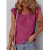 imageEVALESS Womens Summer Sleeveless Tank Tops Crewneck Ruffle Sleeve Eyelet Shirts BlousesBurgundy