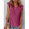 imageEVALESS Womens Summer Sleeveless Tank Tops Crewneck Ruffle Sleeve Eyelet Shirts BlousesBurgundy