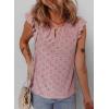 imageEVALESS Womens Summer Sleeveless Tank Tops Crewneck Ruffle Sleeve Eyelet Shirts BlousesDirty Pink