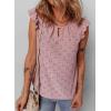 imageEVALESS Womens Summer Sleeveless Tank Tops Crewneck Ruffle Sleeve Eyelet Shirts BlousesDirty Pink