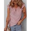 imageEVALESS Womens Summer Sleeveless Tank Tops Crewneck Ruffle Sleeve Eyelet Shirts BlousesDirty Pink
